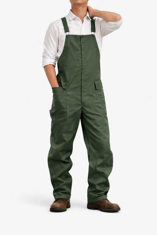 salopette jean homme verte retro