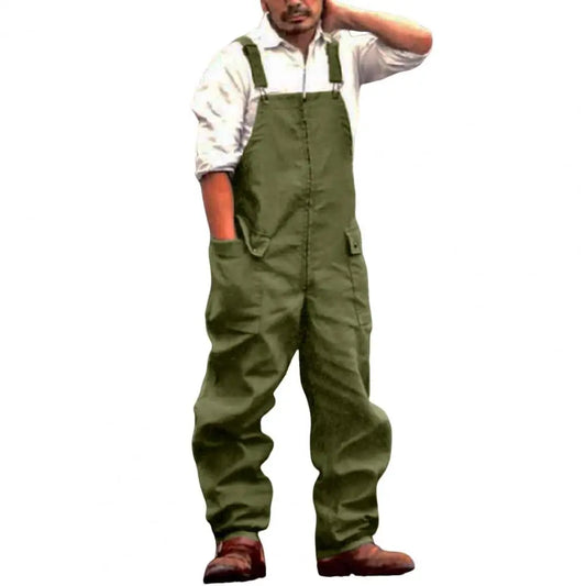 salopette jean homme khaki retro