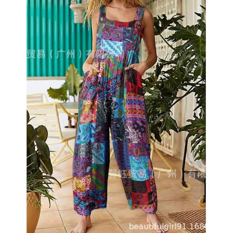 salopette femme legere motif bleu