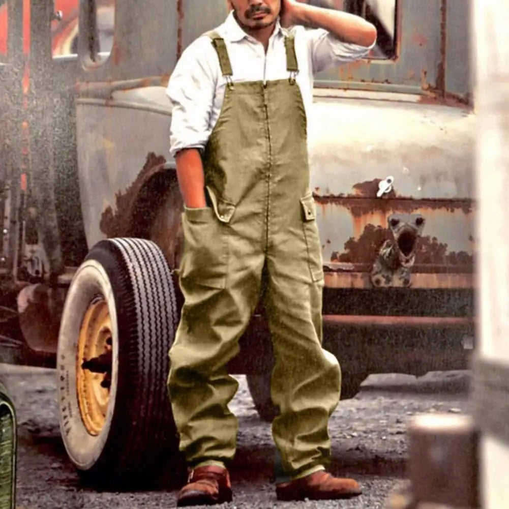 salopette jean homme jaune retro