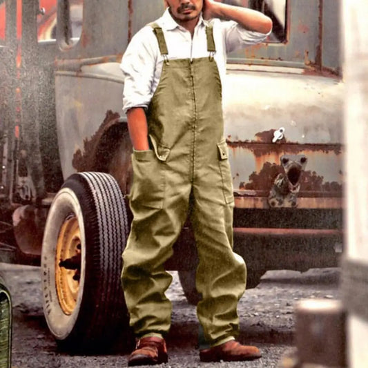 salopette jean homme jaune retro