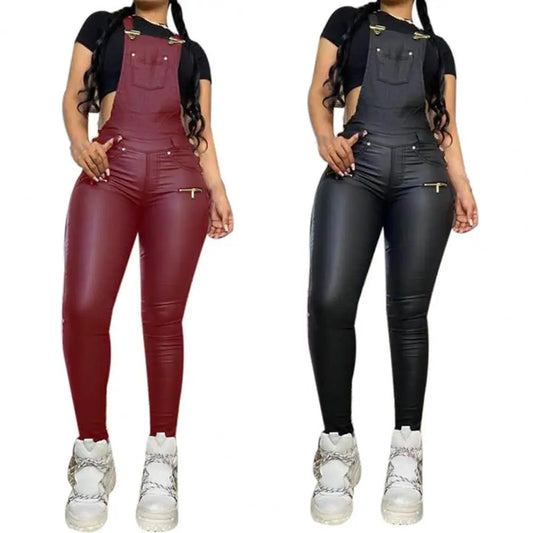 salopette cuir femme noire