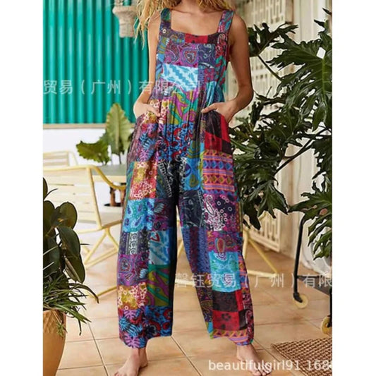 salopette femme légère motif bleu