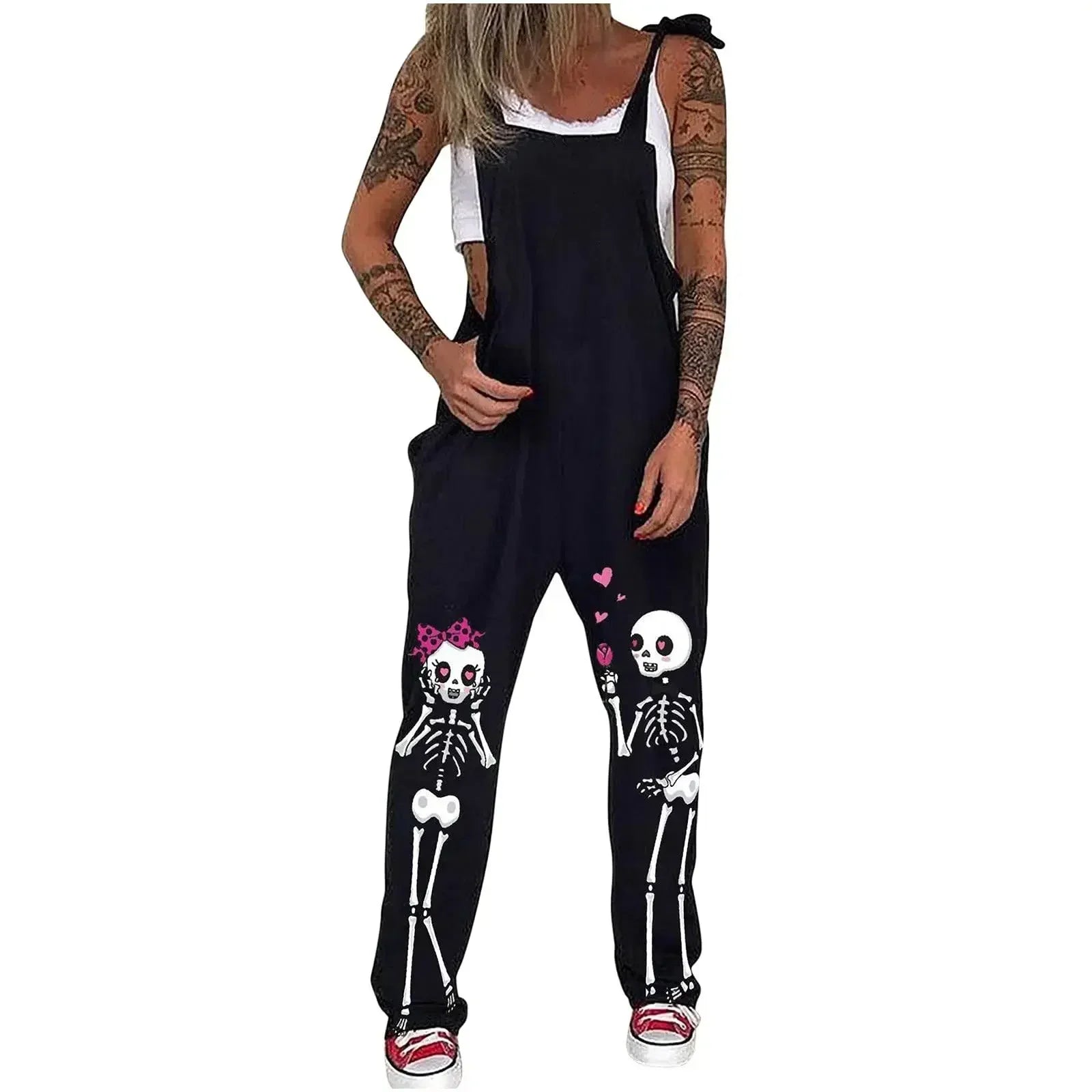 salopette femme motif squelette