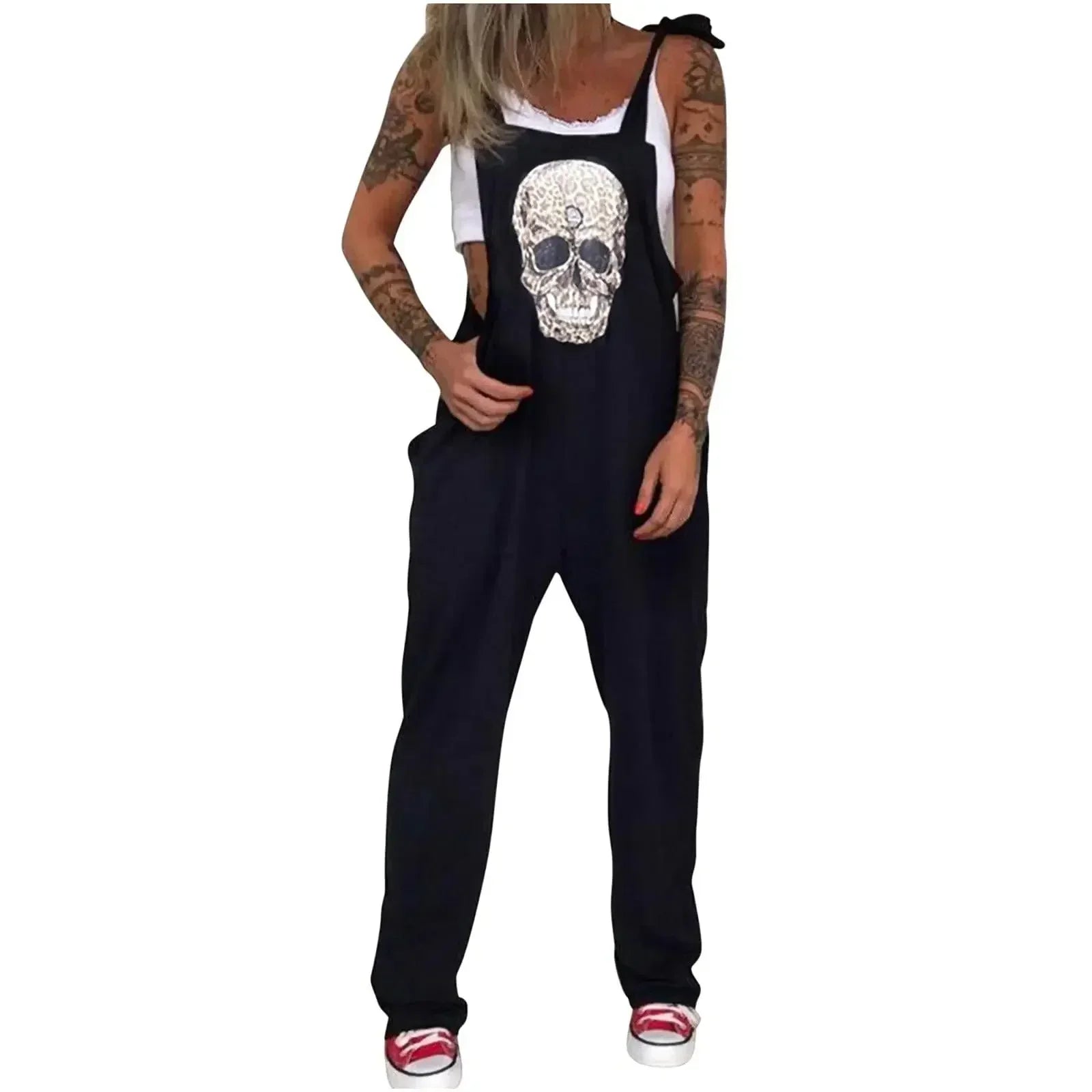 salopette femme motif squelette blanc