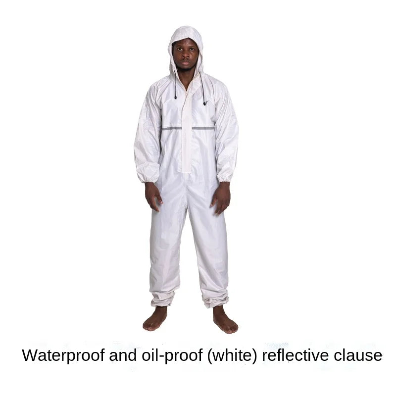 salopette impermeable blanche reflechissante