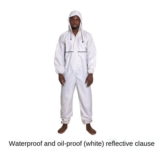 salopette impermeable blanche reflechissante
