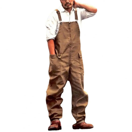 salopette jean homme marron retro