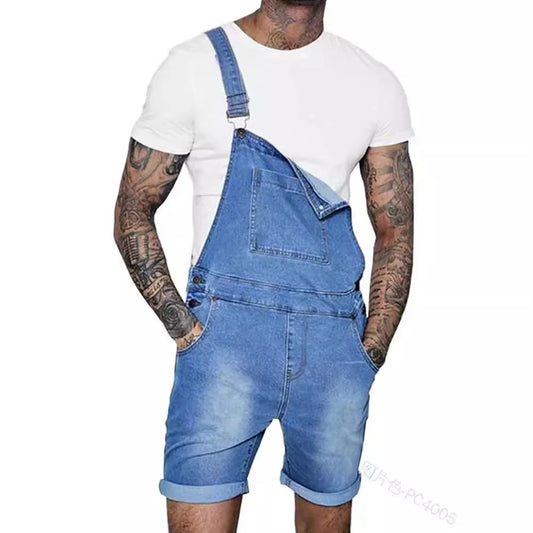 salopette short homme bleu azur