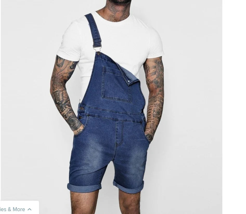 salopette short homme bleu marine
