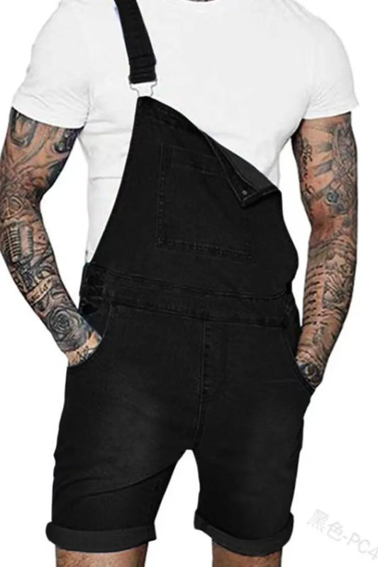 salopette short homme noire