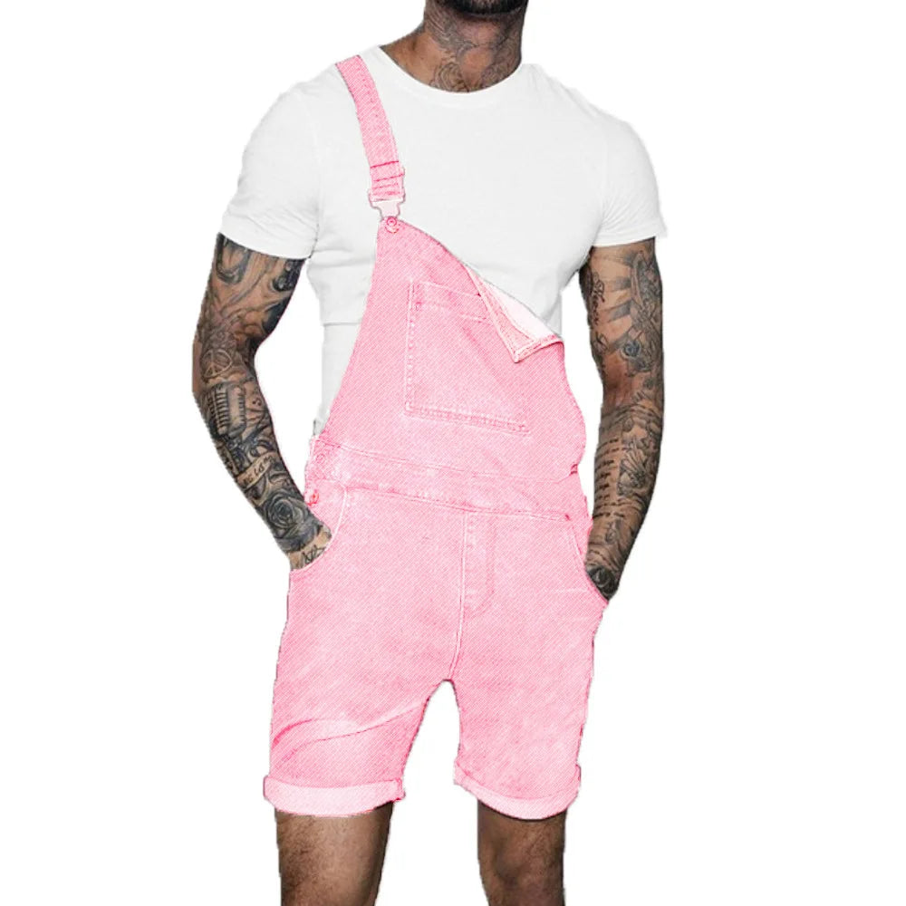 salopette short homme rose