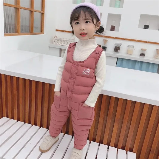 salopette ski enfant rose